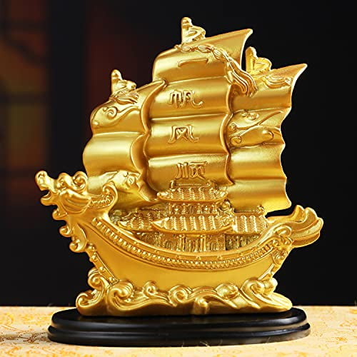 Traditional Feng Shui Decor Fortune Prosperity Gold Wealth Sailing Ship Sailboat Traditional Feng Shui Decor Fortune Prosperity Gold Wealth Sailing Ship Sailboat
